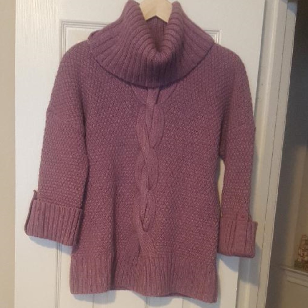 Talbots petite mauve pink cowl sweater